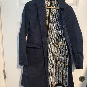 J. Crew Blue Trench Coat Durable Cotton Blend